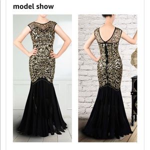 Women 's 1920s Black Sequin Gatsby Evening Dress